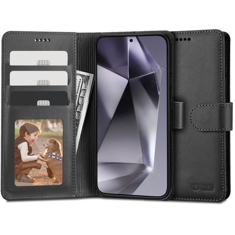 Tech-Protect Wallet dėklas, skirtas Samsung Galaxy S24 - juodas