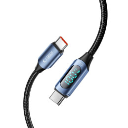 Tech-Protect UltraBoost kabelis su LED ekranu USB-C / USB-C PD 100W 5A 1m - mėlynas