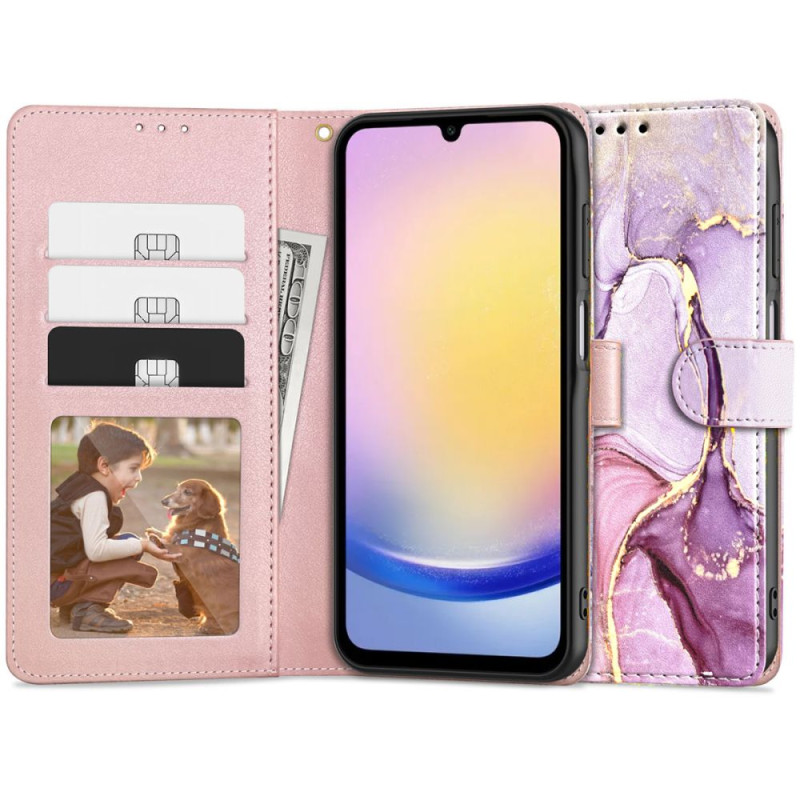 Tech-Protect Wallet dėklas, skirtas Samsung Galaxy A25 5G - rožinis marmuras
