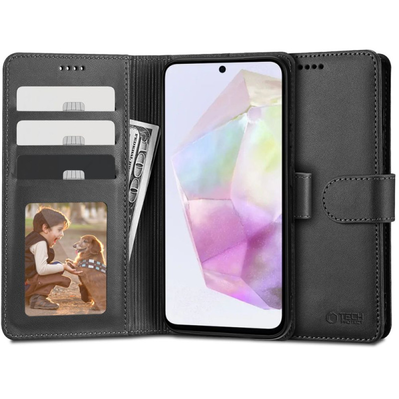 Tech-Protect Wallet dėklas, skirtas Samsung Galaxy A35 5G - juodas