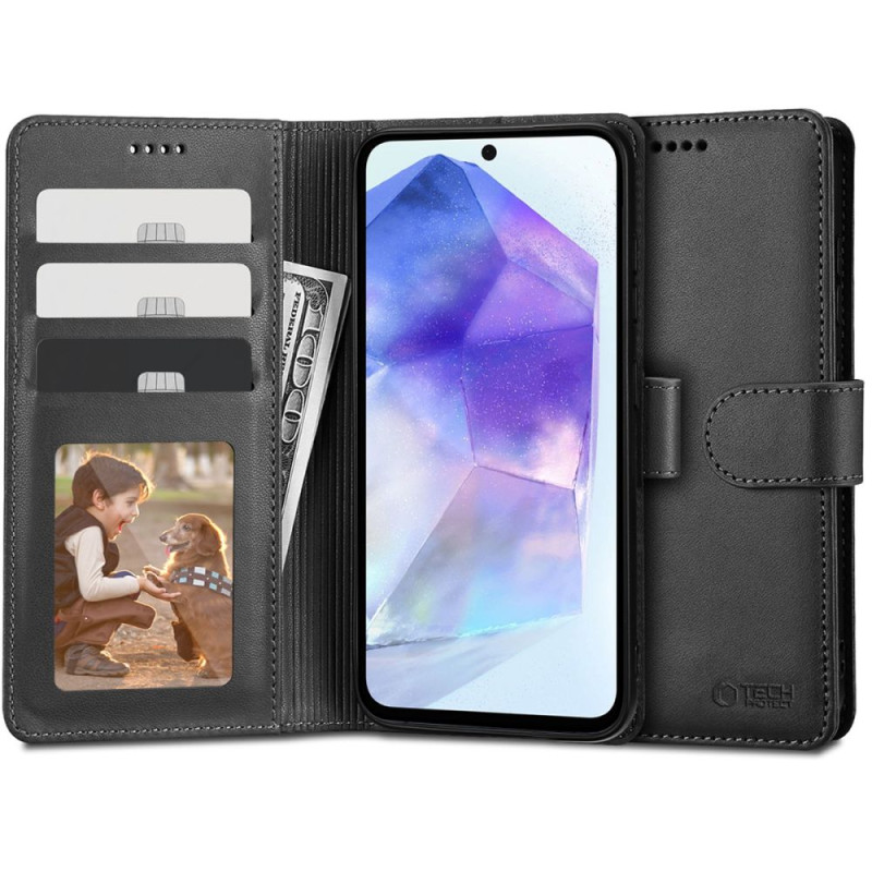 Tech-Protect Wallet dėklas, skirtas Samsung Galaxy A55 5G - juodas