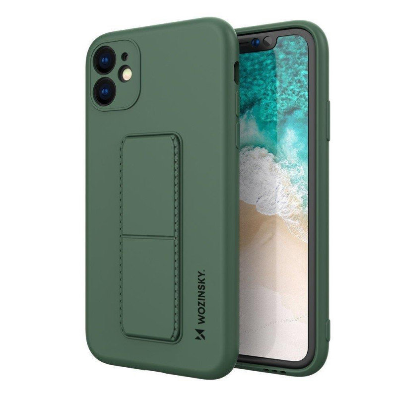 Wozinsky Kickstand Case Silikoninis stovo dėklas, skirtas Samsung Galaxy A72 4G Tamsiai žalias