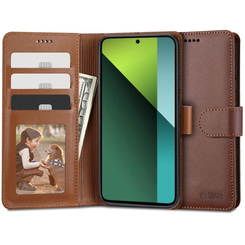 Tech-Protect piniginės dėklas, skirtas Xiaomi Redmi Note 13 Pro 5G / Poco X6 5G - rudas