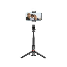 Tech-Protect L05S Bluetooth asmenukių lazda su trikoju iki 105 cm su LED lempute - juoda