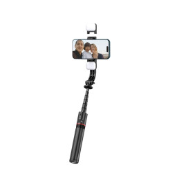 Tech-Protect L05S Bluetooth asmenukių lazda su trikoju iki 105 cm su LED lempute - juoda