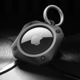 Tech-Protect Rough Pro dėklas Apple AirTag su žiedu - juodas
