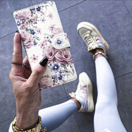 Tech-Protect Wallet dėklas, skirtas Samsung Galaxy A55 5G - rožinės gėlės