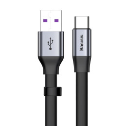 „Baseus“ paprastas plokščias kabelis USB / USB Type C SuperCharge 5A 40W Quick Charge 3.0 QC 3.0 23cm pilkas (CATMBJ-BG1...