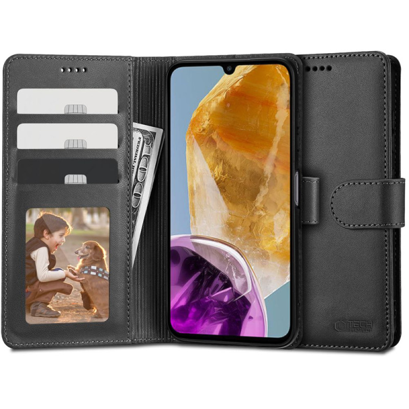 Tech-Protect Wallet dėklas, skirtas Samsung Galaxy M15 5G - juodas