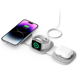 Tech-Protect QI15W-A32 3in1 indukcinis įkroviklis su MagSafe išmaniajam telefonui / Apple Watch / AirPods - pilka