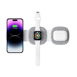 Tech-Protect QI15W-A32 3in1 indukcinis įkroviklis su MagSafe išmaniajam telefonui / Apple Watch / AirPods - pilka