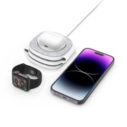 Tech-Protect QI15W-A32 3in1 indukcinis įkroviklis su MagSafe išmaniajam telefonui / Apple Watch / AirPods - pilka
