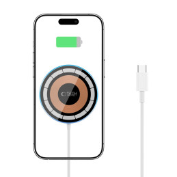 Tech-Protect QI15W-A30 indukcinis įkroviklis su MagSafe su USB-C laidu – sidabrinis