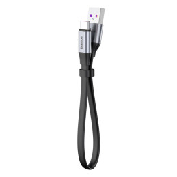 „Baseus“ paprastas plokščias kabelis USB / USB Type C SuperCharge 5A 40W Quick Charge 3.0 QC 3.0 23cm pilkas (CATMBJ-BG1...