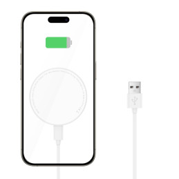 Tech-Protect QI15W-A33 indukcinis įkroviklis su MagSafe ir stovu su USB-A / USB-C laidu - baltas