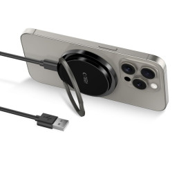 Tech-Protect QI15W-A33 indukcinis įkroviklis su MagSafe ir stovu su USB-A / USB-C laidu - juodas