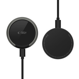 Tech-Protect QI15W-A33 indukcinis įkroviklis su MagSafe ir stovu su USB-A / USB-C laidu - juodas