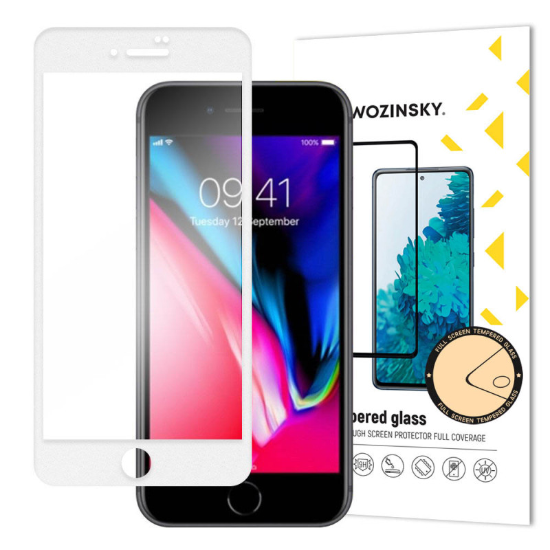 Wozinsky Super patvarūs klijai viso ekrano grūdintas stiklas su rėmeliu, draugiškas dėklu iPhone SE 2022 / SE 2020 / iPh...
