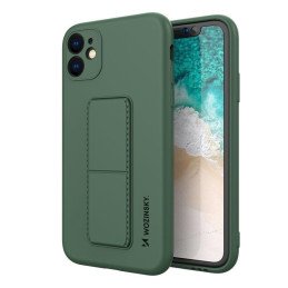 Wozinsky Kickstand Case Silikoninis stovo dėklas, skirtas Samsung Galaxy A22 4G Tamsiai žalias