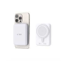 Tech-Protect LifeMag PB11 maitinimo blokas su MagSafe 10000mAh 15W USB-C prievadu - baltas + USB-C laidas