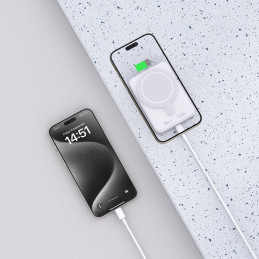 Tech-Protect LifeMag PB11 maitinimo blokas su MagSafe 10000mAh 15W USB-C prievadu - baltas + USB-C laidas