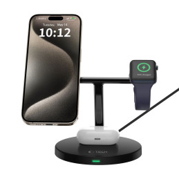 Tech-Protect QI15W-A35 3in1 indukcinis įkroviklis su MagSafe telefonui / AirPods / Apple Watch - juodas
