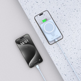 Tech-Protect LifeMag PB11 Powerbank su MagSafe 10000mAh 15W USB-C prievadu - mėlynas + USB-C laidas