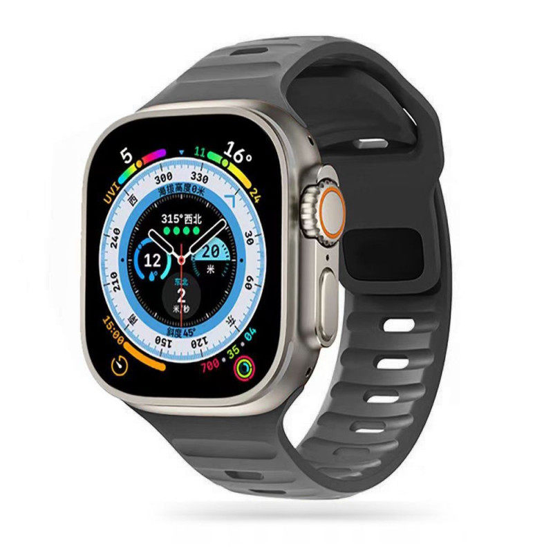 Tech-Protect IconBand Line, skirta Apple Watch 4/ 5/ 6/ 7/ 8/ 9/ SE/ Ultra 1/ 2 (42/ 44/ 45/ 49 mm) – tamsiai pilka
