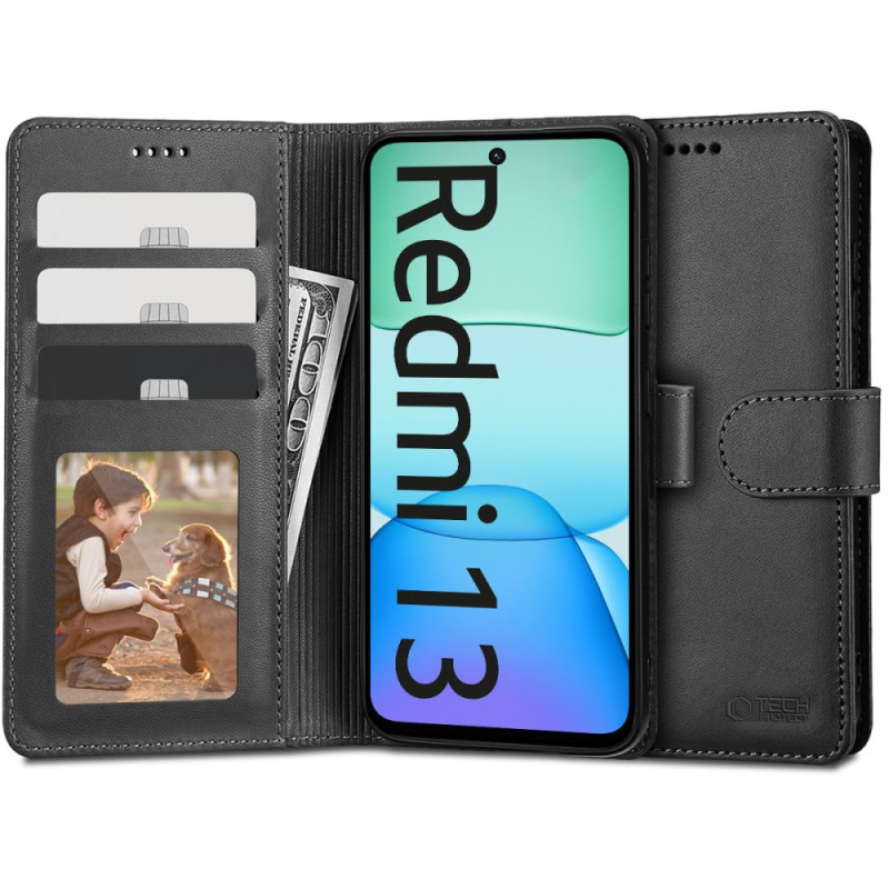 Tech-Protect Wallet dėklas, skirtas Xiaomi Redmi 13 - juodas