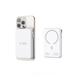 Tech-Protect LifeMag PB31 Powerbank su MagSafe 10000mAh 15W USB-C / USB-A / įtaisytuoju USB-C / Lightning laidais - balt...