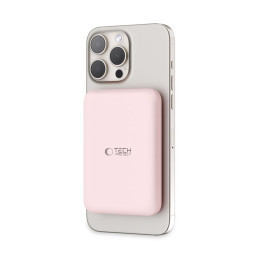 Tech-Protect LifeMag PB10 Powerbank su MagSafe 5000mAh 15W USB-C prievadu – rožinis + USB-C laidas