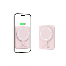 Tech-Protect LifeMag PB10 Powerbank su MagSafe 5000mAh 15W USB-C prievadu – rožinis + USB-C laidas