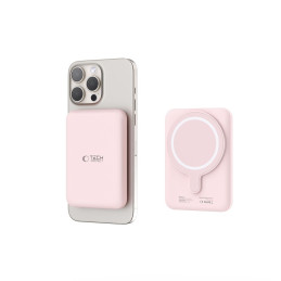 Tech-Protect LifeMag PB10 Powerbank su MagSafe 5000mAh 15W USB-C prievadu – rožinis + USB-C laidas