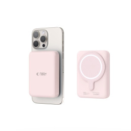 Tech-Protect LifeMag PB11 Powerbank su MagSafe 10000mAh 15W USB-C prievadu – rožinis + USB-C laidas