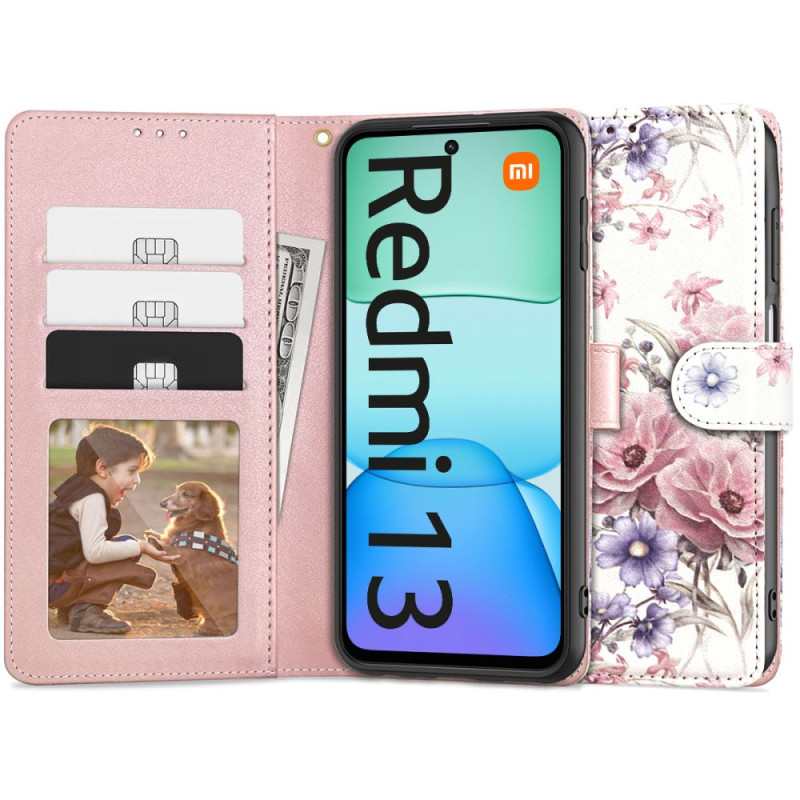 Tech-Protect Wallet dėklas, skirtas Xiaomi Redmi 13 - rožinės gėlės