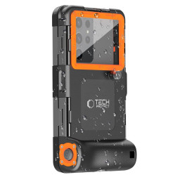 Tech-Protect Waterproof Case, vandeniui atsparus IPX8, skirtas išmaniesiems telefonams 4,7-6,7" - juoda ir oranžinė