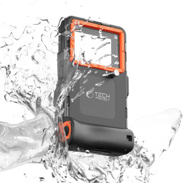 Tech-Protect Waterproof Case, vandeniui atsparus IPX8, skirtas išmaniesiems telefonams 4,7-6,7" - juoda ir oranžinė