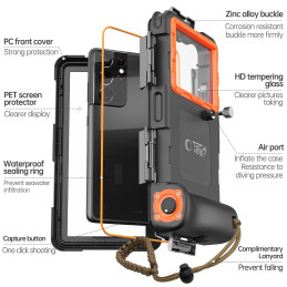 Tech-Protect Waterproof Case, vandeniui atsparus IPX8, skirtas išmaniesiems telefonams 4,7-6,7" - juoda ir oranžinė