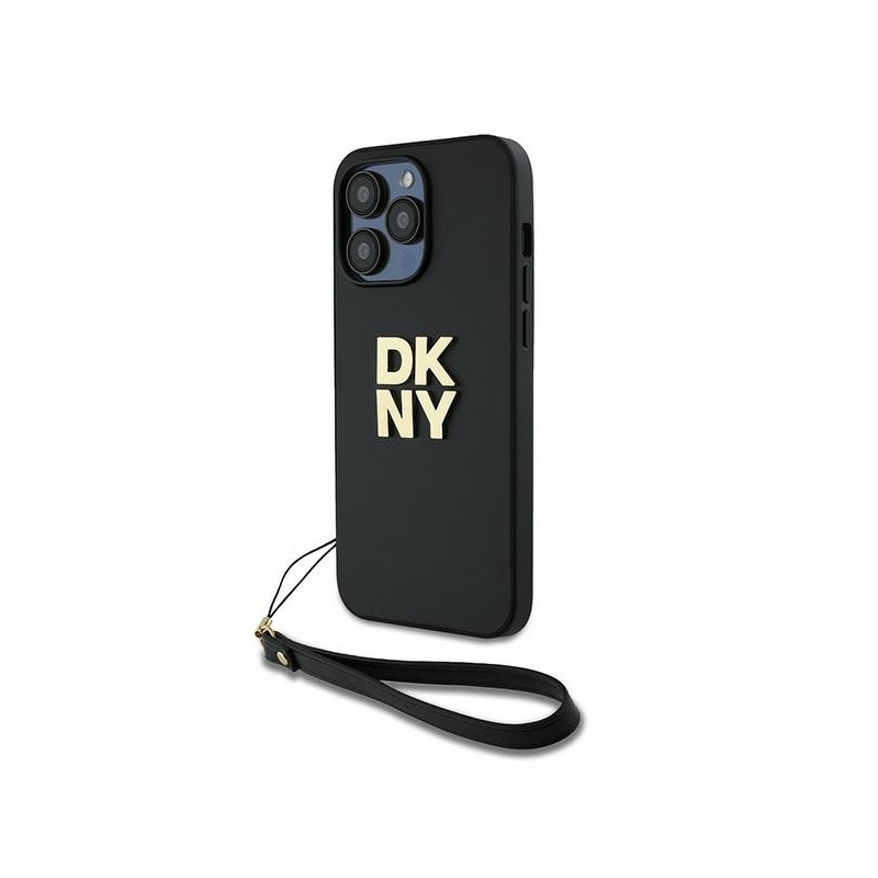 DKNY Wrist Strap Stock Logo dėklas, skirtas iPhone 14 Pro Max - juodas