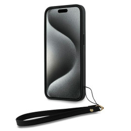 DKNY Wrist Strap Stock Logo dėklas, skirtas iPhone 14 Pro Max - juodas
