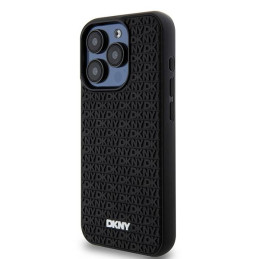 DKNY 3D Rubber Repeat Pattern dėklas, skirtas iPhone 15 Pro - juodas