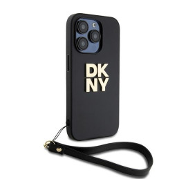 DKNY Wrist Strap Stock Logo dėklas, skirtas iPhone 15 Pro - juodas