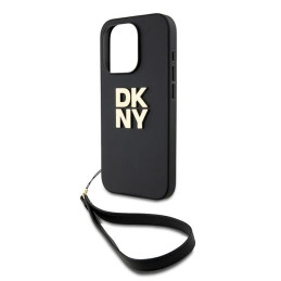 DKNY Wrist Strap Stock Logo dėklas, skirtas iPhone 15 Pro - juodas