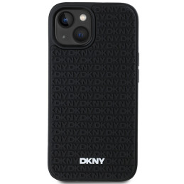 DKNY 3D Rubber Repeat Pattern dėklas, skirtas iPhone 15 Plus - juodas