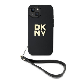 DKNY Wrist Strap Stock Logo dėklas, skirtas iPhone 15 Plus - juodas