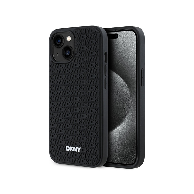 DKNY 3D guminis kartotinis dėklas, skirtas iPhone 15 / 14 / 13 - juodas