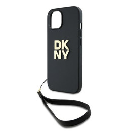 DKNY Wrist Strap Stock Logo dėklas, skirtas iPhone 15 / 14 / 13 - juodas