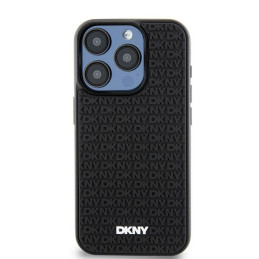DKNY 3D Rubber Repeat Pattern dėklas, skirtas iPhone 15 Pro Max - juodas