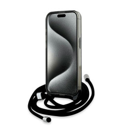Karl Lagerfeld IML Crossbody Monogram Karl & Choupette Head MagSafe dėklas, skirtas iPhone 15 Pro – juodas