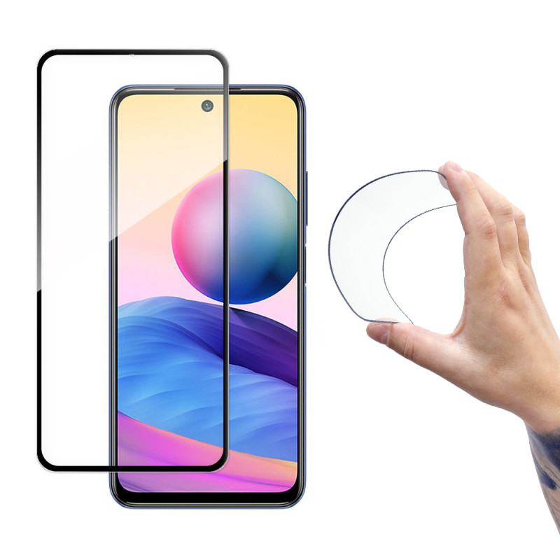 Wozinsky viso dangčio Flexi nano stiklo plėvelės grūdintas stiklas su rėmeliu Xiaomi Redmi Note 10 5G Black